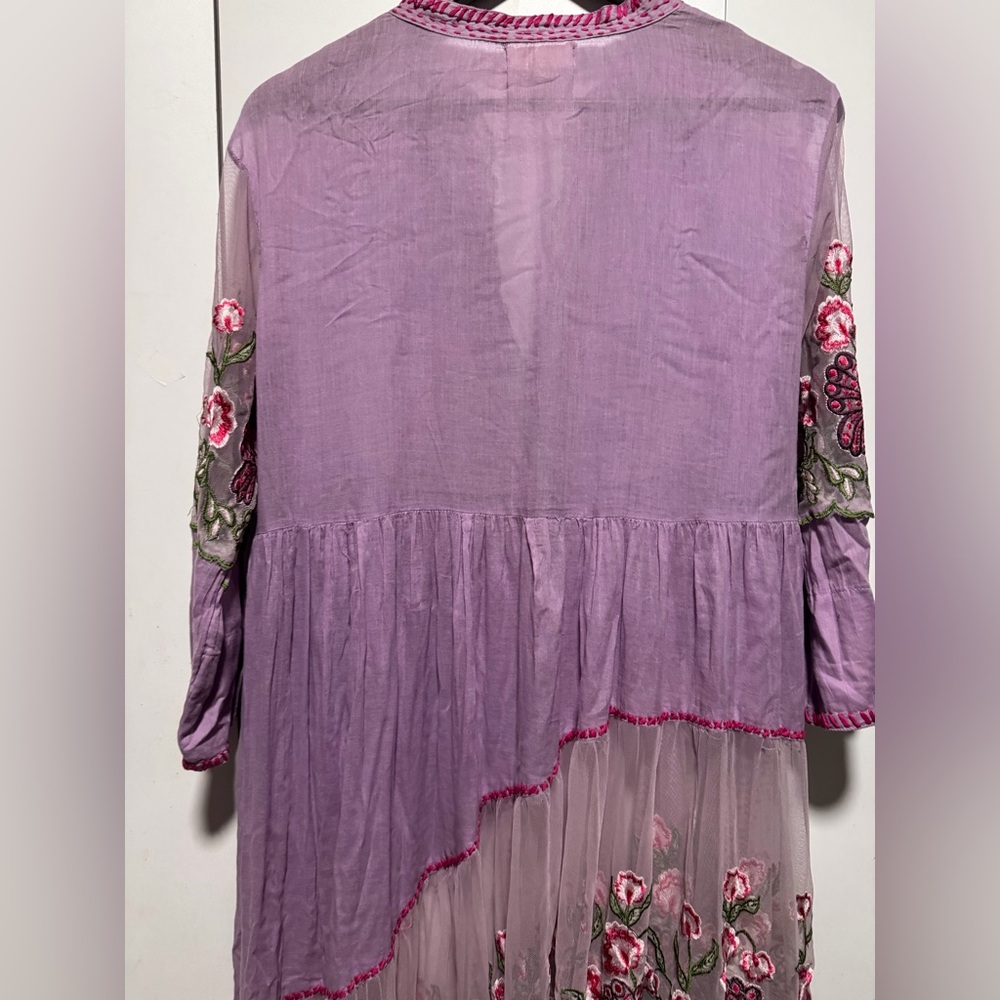 Floral Embroidered Purple Dress - Picture 6 of 6